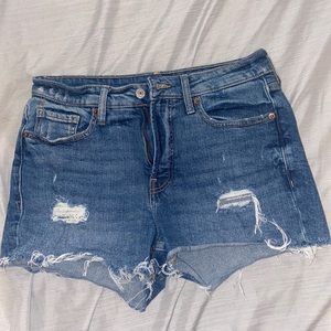 High Waisted Distressed Jean Shorts